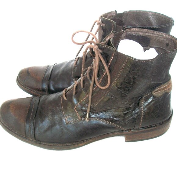 Ermenegildo Zegna Handmade Brown Leather Luxury Hobo Boots 11M $1420 - Picture 3 of 13